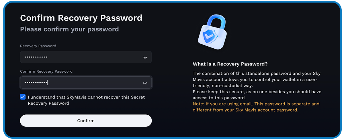 Create Recovery Password